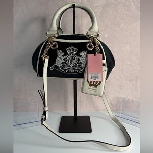 JUST IN! HTF Juicy Couture Classic Scottie Dogs Satchel Liquorice/Crystal